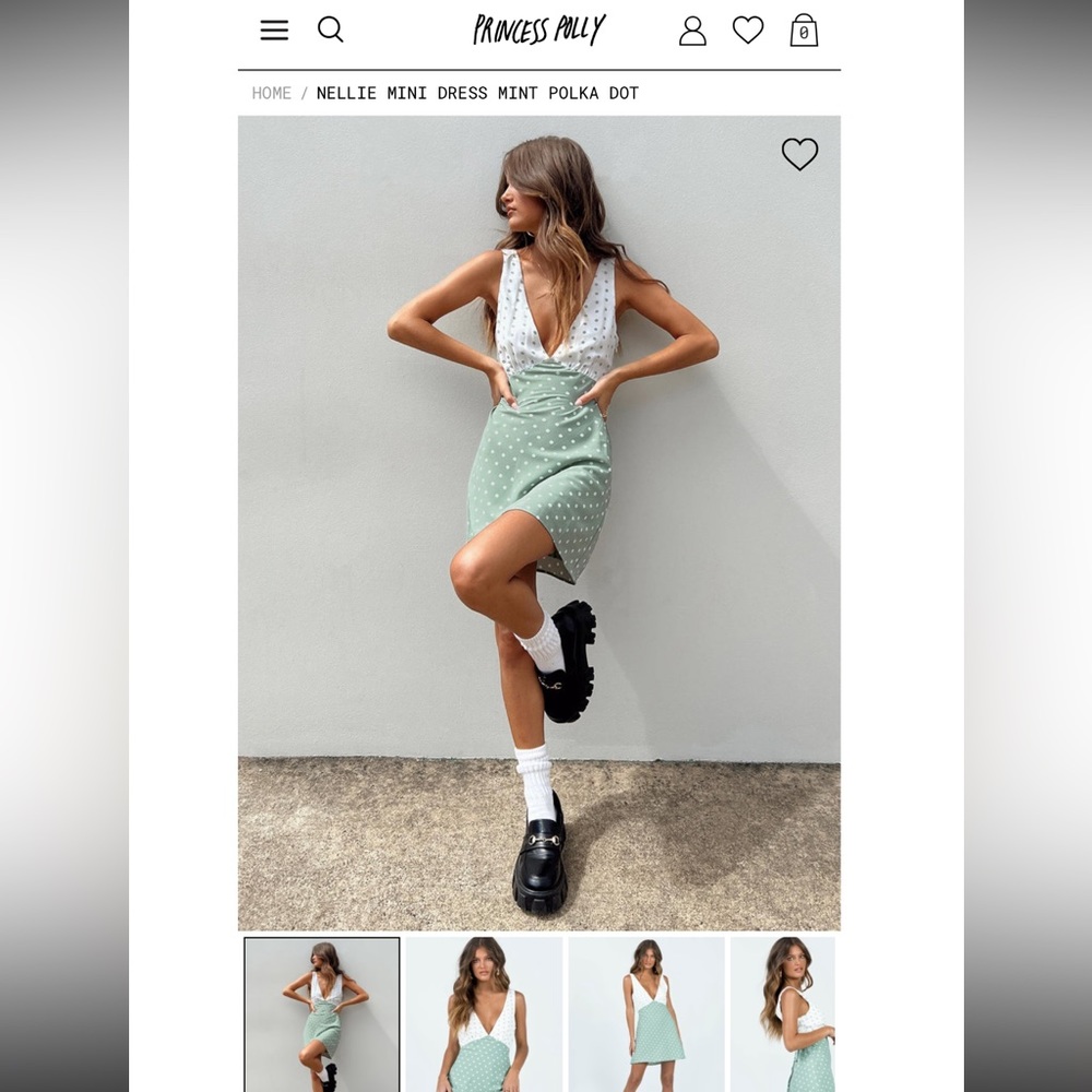 Princess Polly Nellie Mini Dress
    in Mint Polka Dot